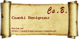 Csanki Benignusz névjegykártya